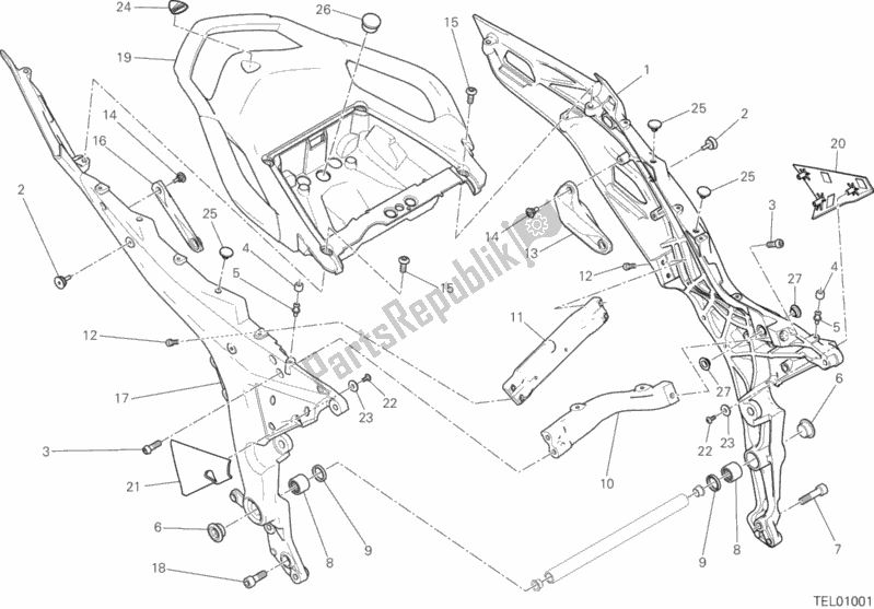 Toutes les pièces pour le Cadre Arrière Comp. Du Ducati Multistrada 1200 S Touring USA 2017